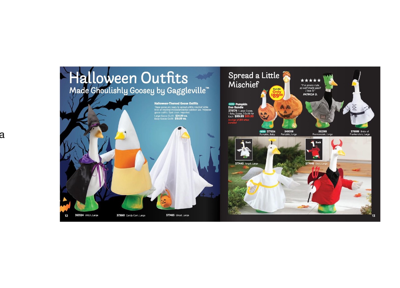 A colorful interactive Halloween product catalog spread